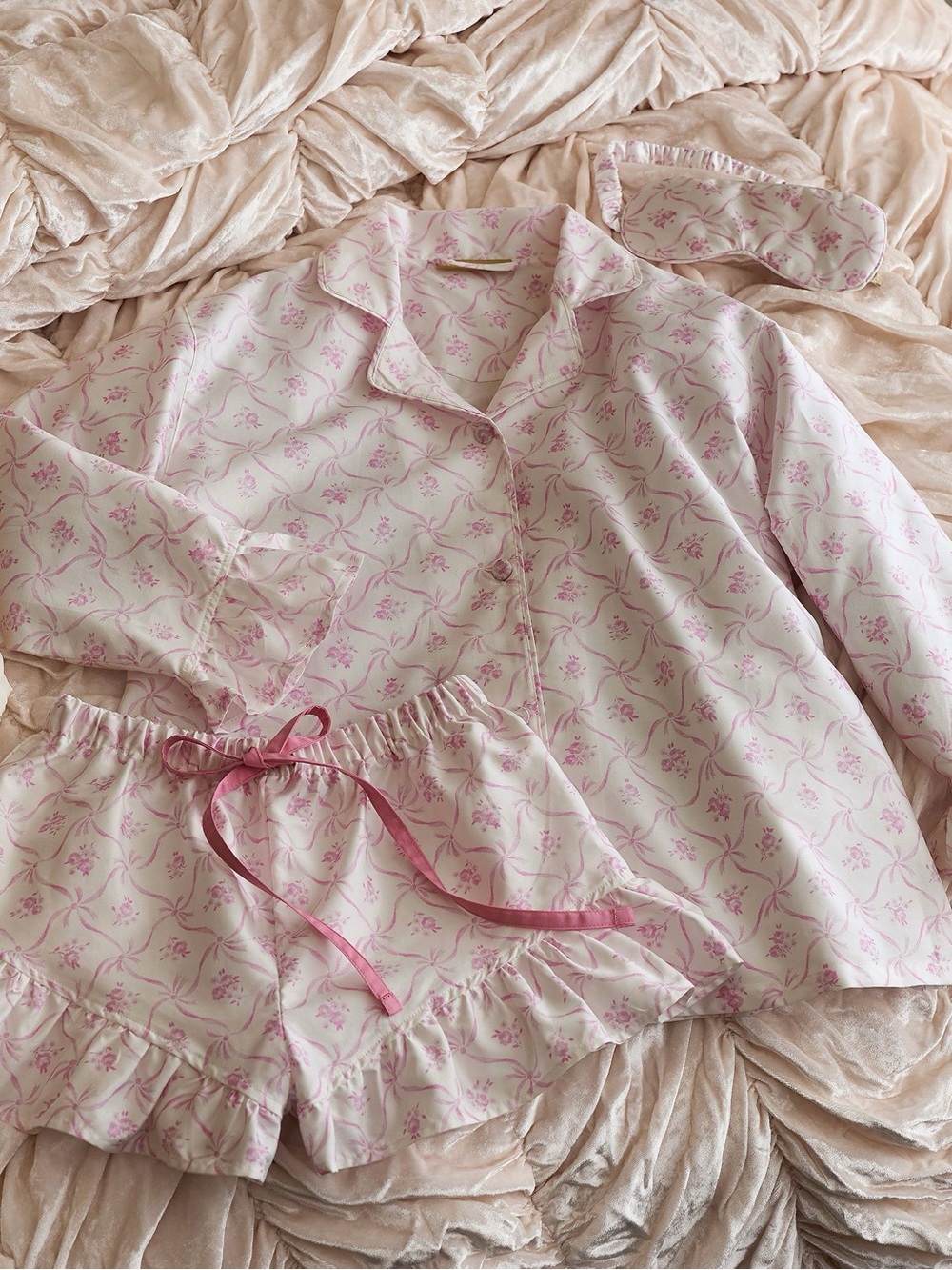 Pottery Barn x LoveShackFancy Floral Trellis Sateen Short Pajama Set Size Large